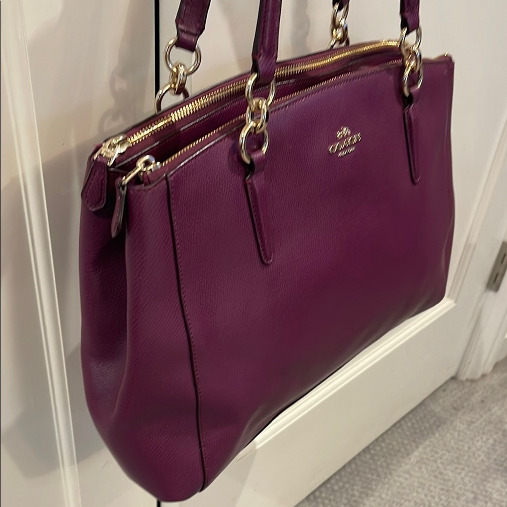 Coach Purple Leather Christie Carryall Tote - Picture 4 of 9